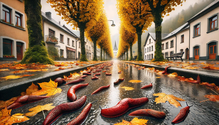 Nacktschnecken auf der Straße
