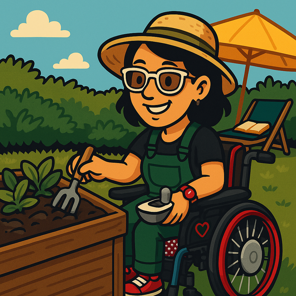 Rosalie bei der Gartenarbeit